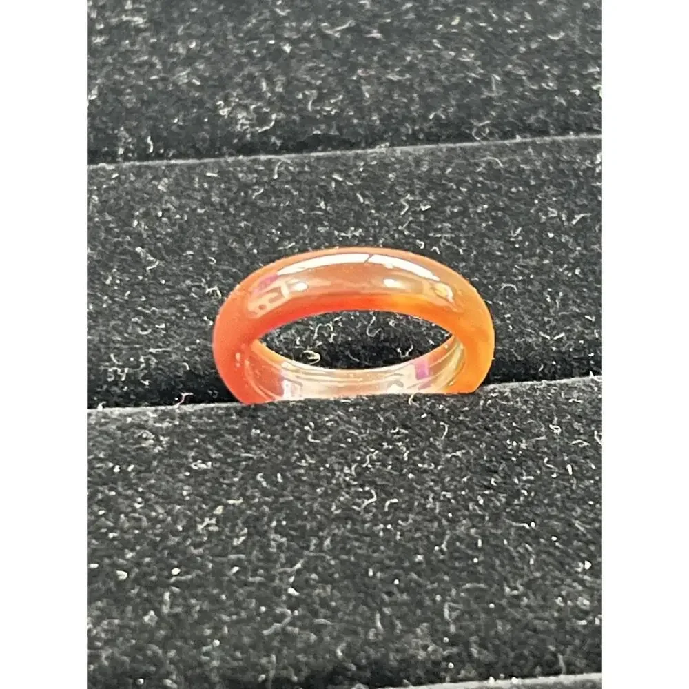 Vintage Style Translucent Orange Red Lucite Style Acrylic Stmt Ring Size 6.5